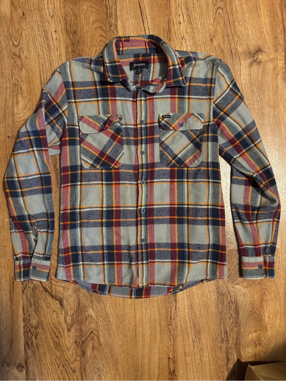 Brixton Plaid Button-Down Shirt in Gray, Red & Blue